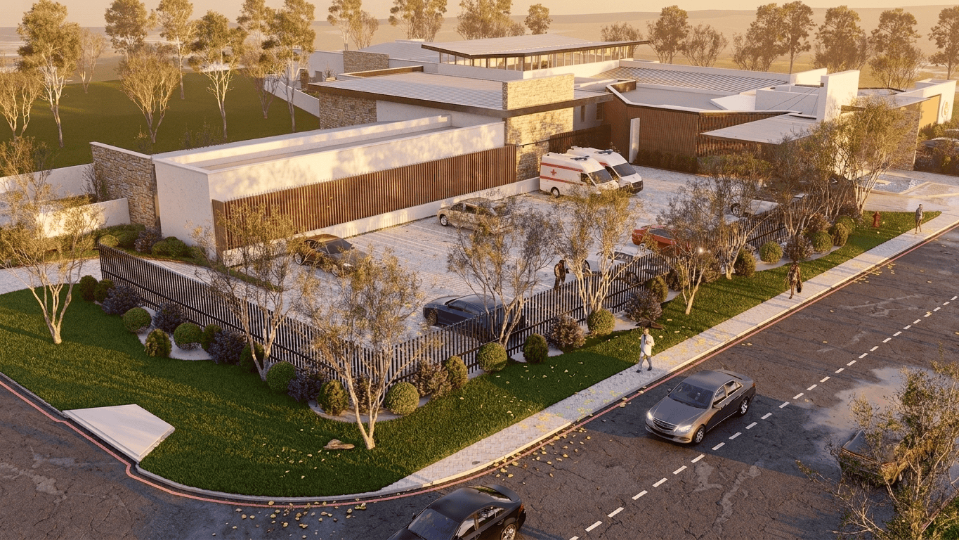 Jubilee Psychiatric Hospital aerial render