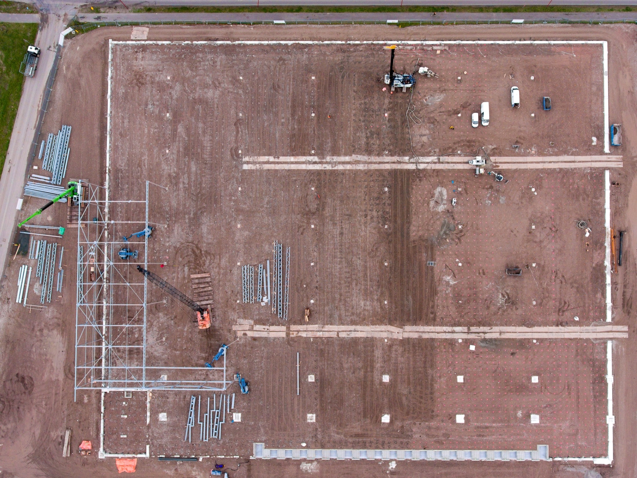 Warehouse construction site under project management